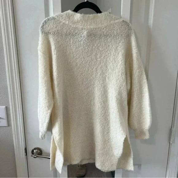 Anthropologie Pilcro Ivory Teddy V-neck Oversized Tunic Sweater S - Picture 10 of 10